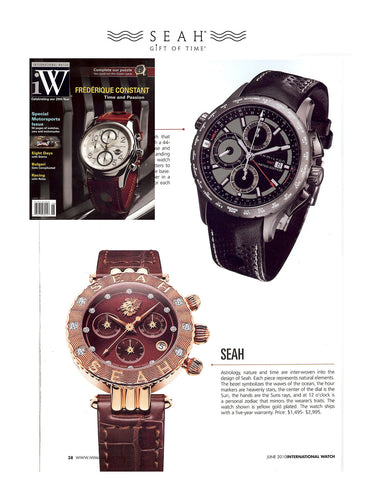 iW International Watch Magazine takes note of our SEAH® Astrology watch line