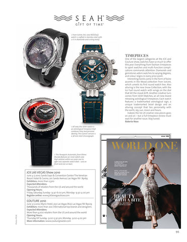 World One Magazine Features SEAH Unisex watches