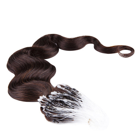 MICRO LOOP HAIR EXTENSIONS 100% REMY Hair Body Wave #1B Dark Brown