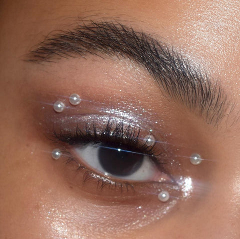 pearl embellished eye makeup spring summer 2020 makeup trends