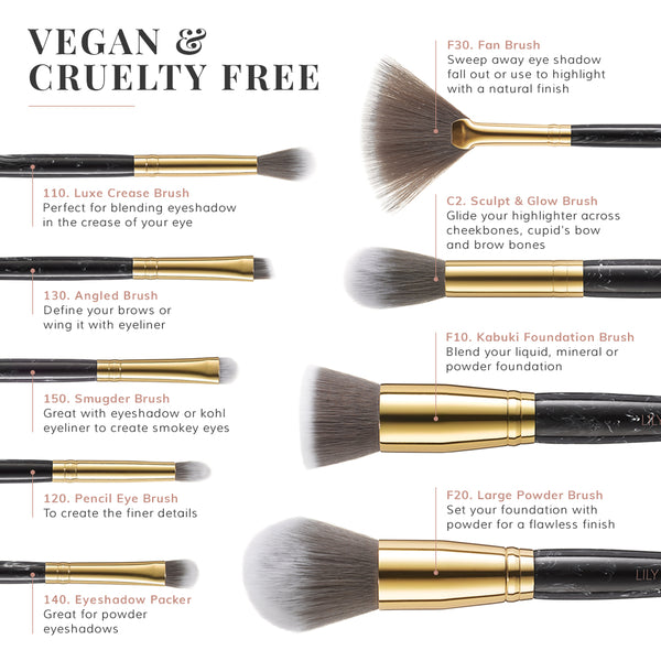 Luxe Gold Black Marble Brush Set Product Breakdown How To