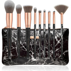 black marble makeup brush set