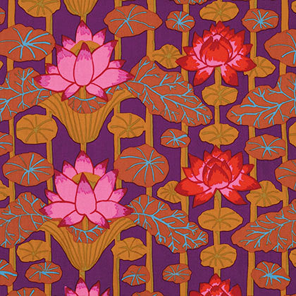 Kaffe Fassett Lotus Stripe PWGP140 Red Collective Floral New BTHY Rowan Westminster Fasset Half Yard 18" Quilt Fabric