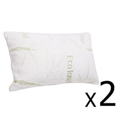 Set of 2 Bamboo Fabric Cover Shredded Memory Foam Pillow 70 x 40 cm - Bedding & Bath - ANB Mart