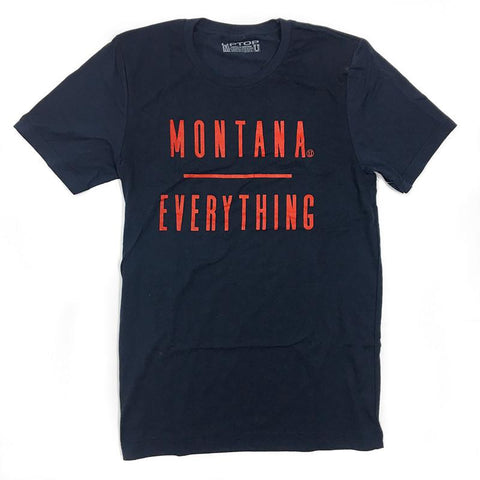 Navy blue/purple tee shirt that says Montana over Everything.