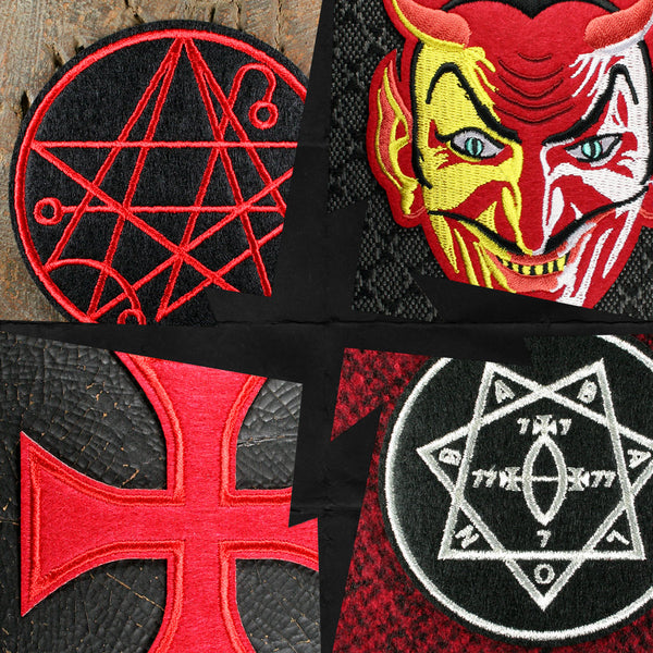 Necronomicon patch Red Devil patch Templar Cross patch Star of Babalon patch