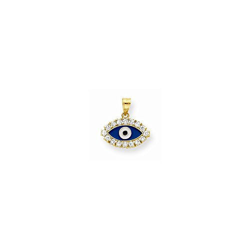10k CZ & Enamel Eye Pendant, Best Quality Free Gift Box Satisfaction Guaranteed - shopvistar