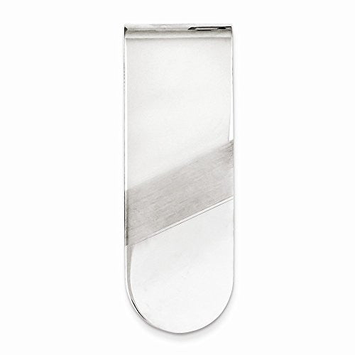 Sterling Silver Rhodium Plated Brushed & Polished Money Clip - shopvistar