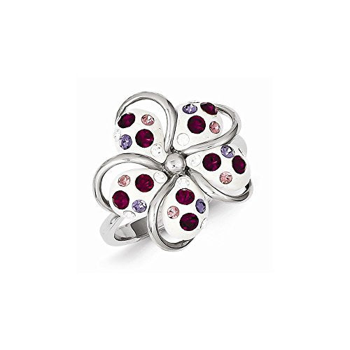Sterling Silver Stellux Crystal Flower Ring, Best Quality Free Gift Box Satisfaction Guaranteed - shopvistar