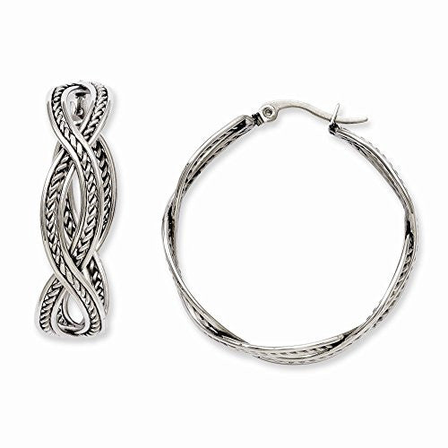 Stainless Steel 35mm Twisted Hoop Earrings - shopvistar