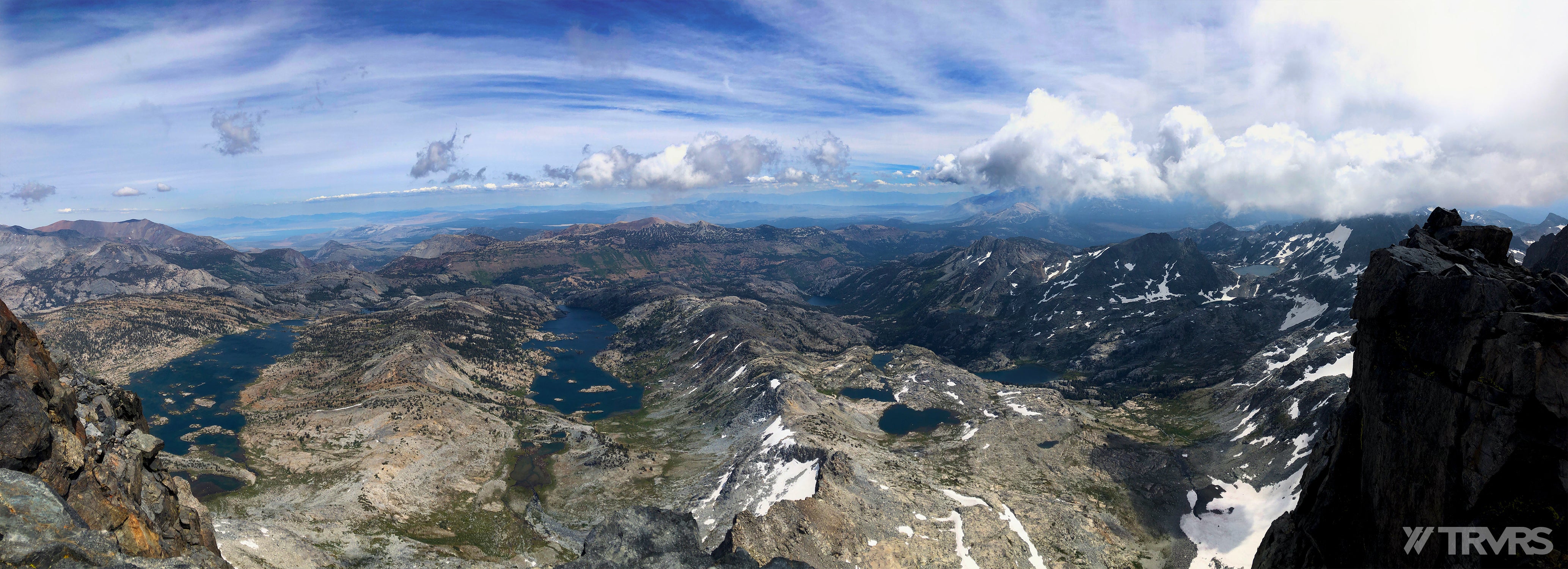 Looking Northeast from Banner Peak - Ritter-Banner Saddle, Lake Catherine, Glacier Pass, Thousand Island Lake, River Trail, Pacific Crest Trail, Middle Fork, Agnew Meadow, Ansel Adams Wilderness, Mammoth Lakes, Sierra Nevada | TRVRS Apparel