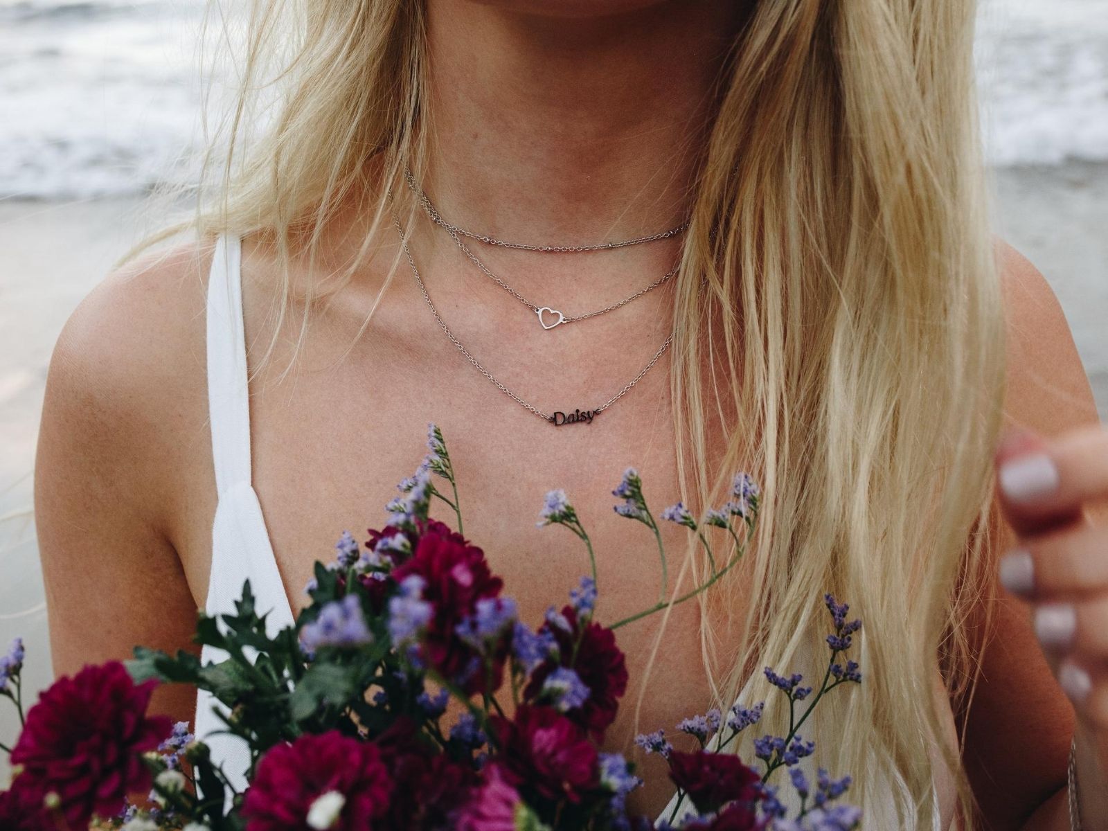 Bridesmaid gold bespoke name necklace gift