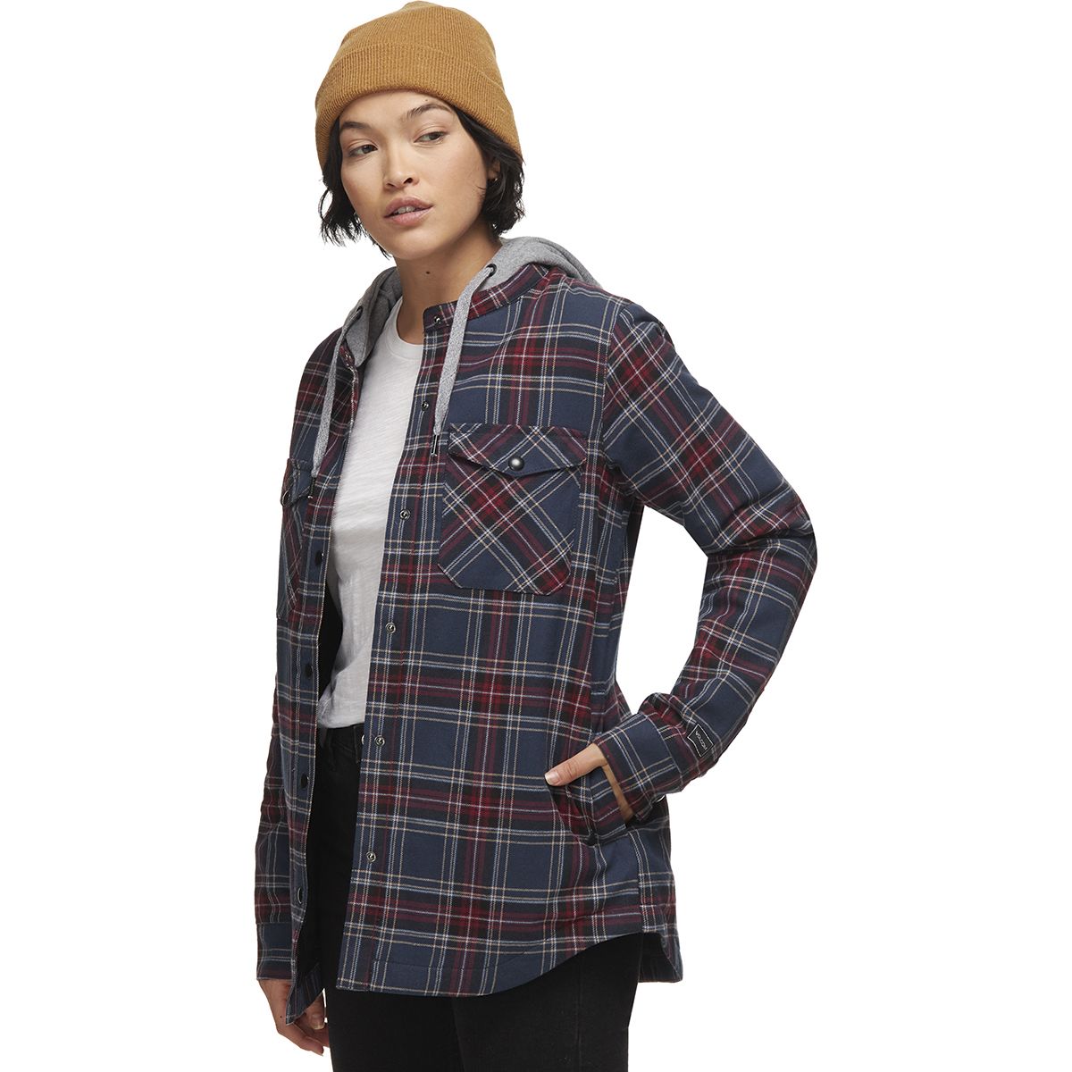 Volcom Womens Hooded Yarn Dye Flannel Snow Jacket
