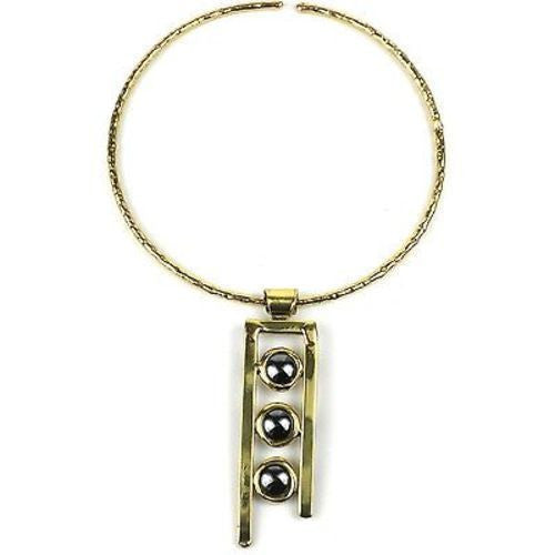 Hematite 3-stone Ladder Pendant Necklace Handmade and Fair Trade