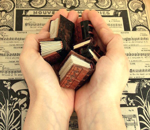 miniature leather books and journals