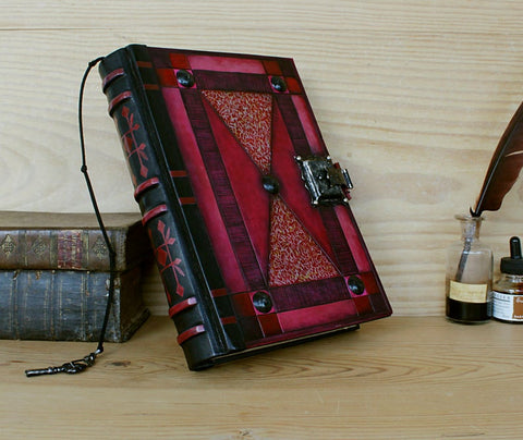 red purple leather journal