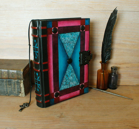 blue red leather journal