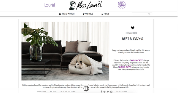 KONA CAVE® Designer Dog Beds in Fashion on Laurél Online ShopWebsite