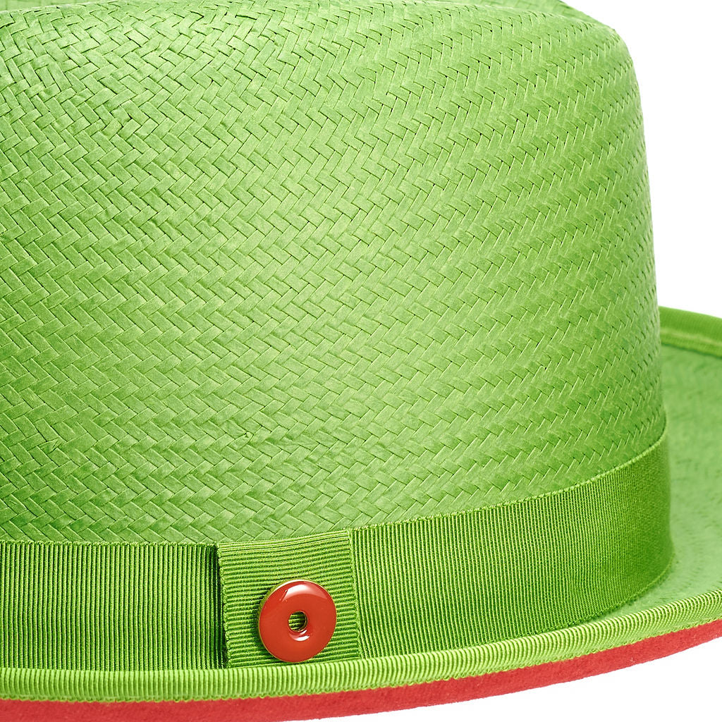 lime green straw hat