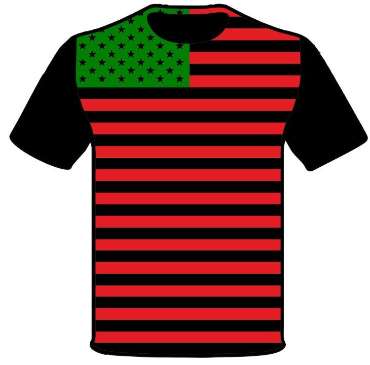 Men's Black Consciousness T-Shirt Red Black and Stars and Stripe –