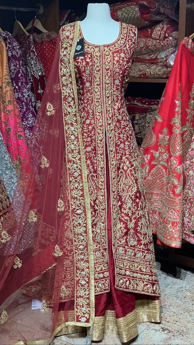 Maroon Size 38 Raw Silk Lacha – Nazranaa