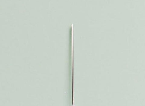 a silver needle on a light green flat background