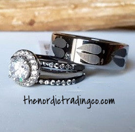 Hunting Theme Wedding Rings Engagement Ring 3 Pc Bridal Set Plus