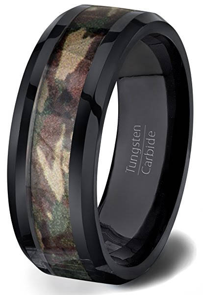 Camo Wedding Rings By One Camo Flat Titanium Mens Wedding Etsy