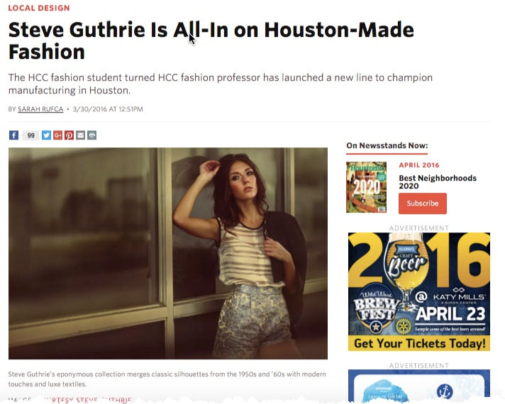 Houstonia Magazine Steve Guthrie is All-In to Houston-Made Fashion