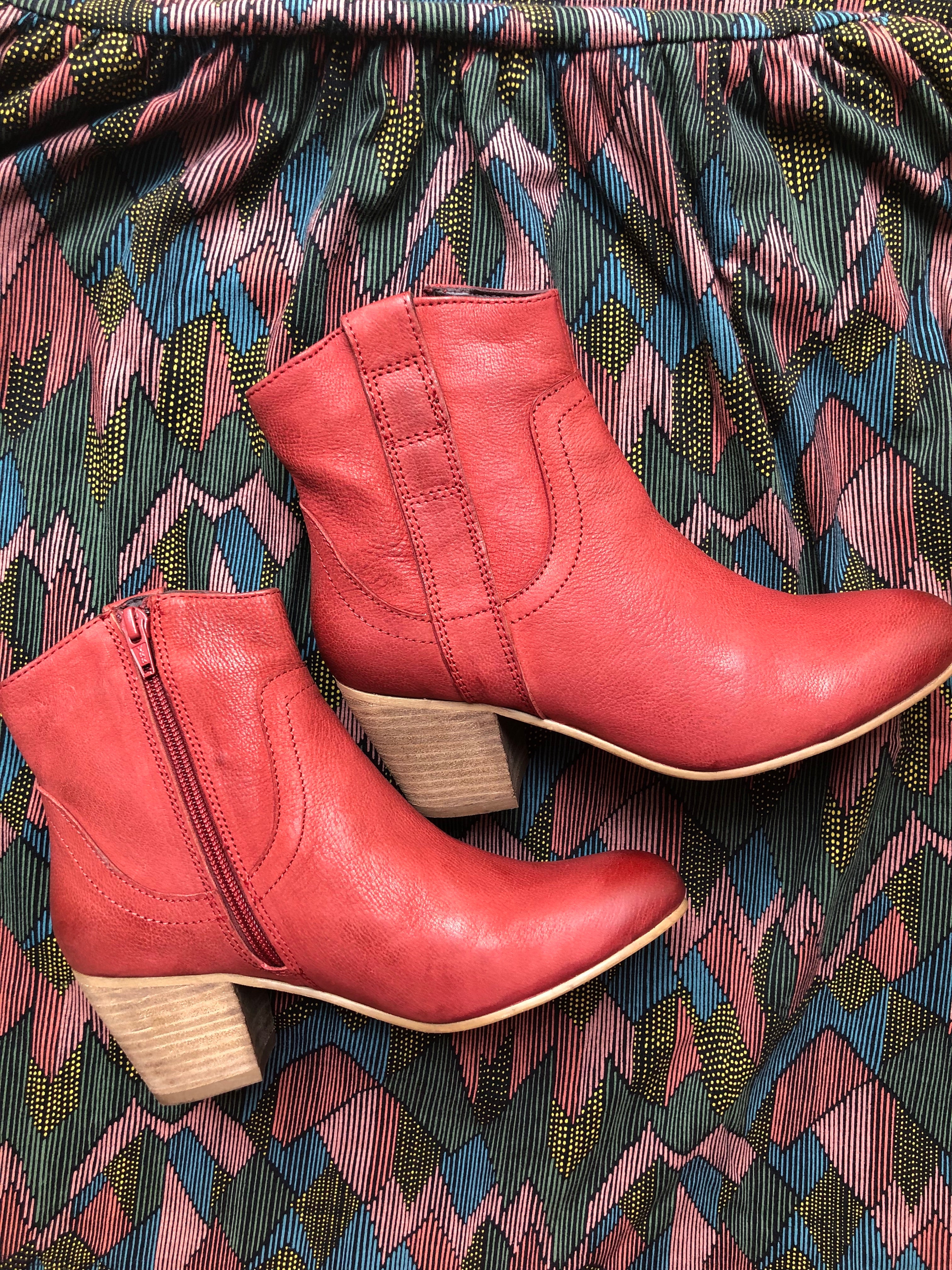 Texan Red Leather Cowboy Bootie by Chelsea Crew