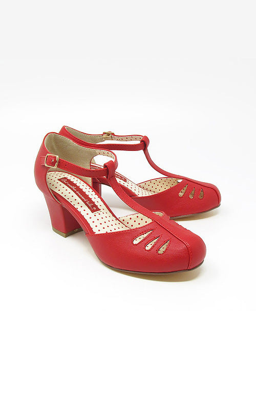 Robbie in Red Matte Heel T-Strap by B.A.I.T.