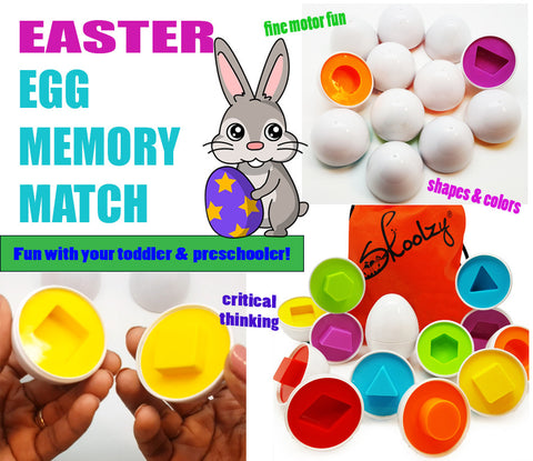 Cartoon bunny and Skoolzy Egg and Shape set.  toddler toys, toddler, Skoolzy, preschool, pre school, pre-school, preschooler, occupational therapy, OC, Montessori, activity, dexterity, color recognition, patterns, Easter, Spring, egg, eggs, video, shapes, colors, hand-eye coordination, hand eye coordination, critical thinking, Skoolzy's