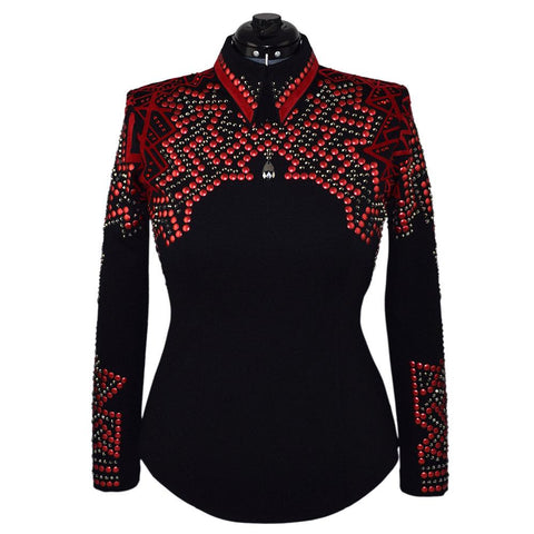 Lisa Nelle Red, Gray and Black Horsemanship Shirt L