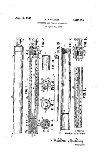 Patent for smokeless non-tobacco cigarette