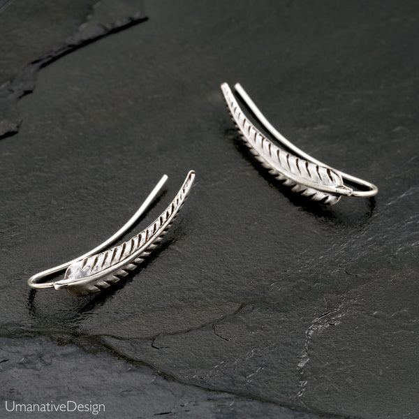 Feather Ear Climber - Silver Ear 