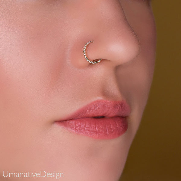 Nose Ring, Silver Twisted WIre Nose 