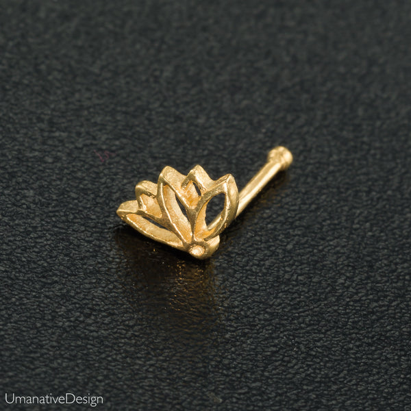 Gold Lotus Nose Stud – Umanative Design