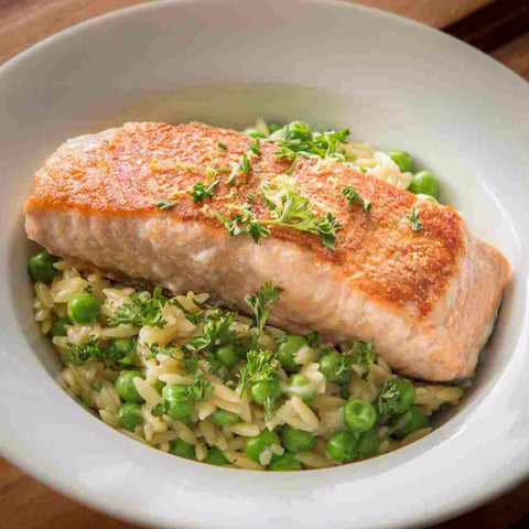 Seared Salmon Fillets with Lemon Orzo - Salmon Fillets Included