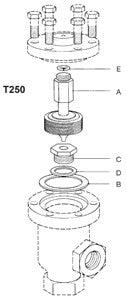 1/2, 3/4 in T250 Balanced Pressure Thermostatic Steam Trap Cap Gasket, Angle & Straightway, B