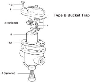 B4-125 & B42-125 Inverted Bucket Steam Trap Mechanism Assembly, 4