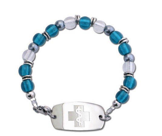 Azure & Ice Bracelet with Small Emblem & Lobster Clasp