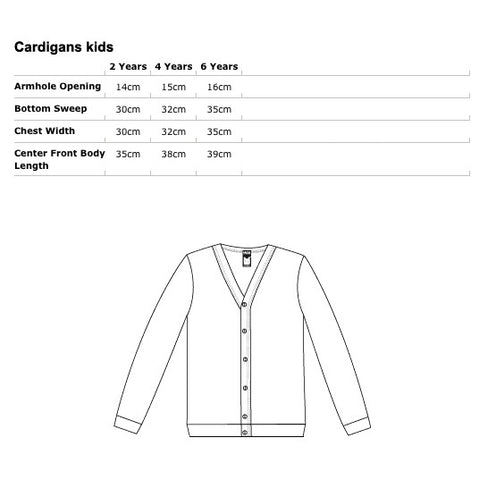 hektik size-chart cardigans kids