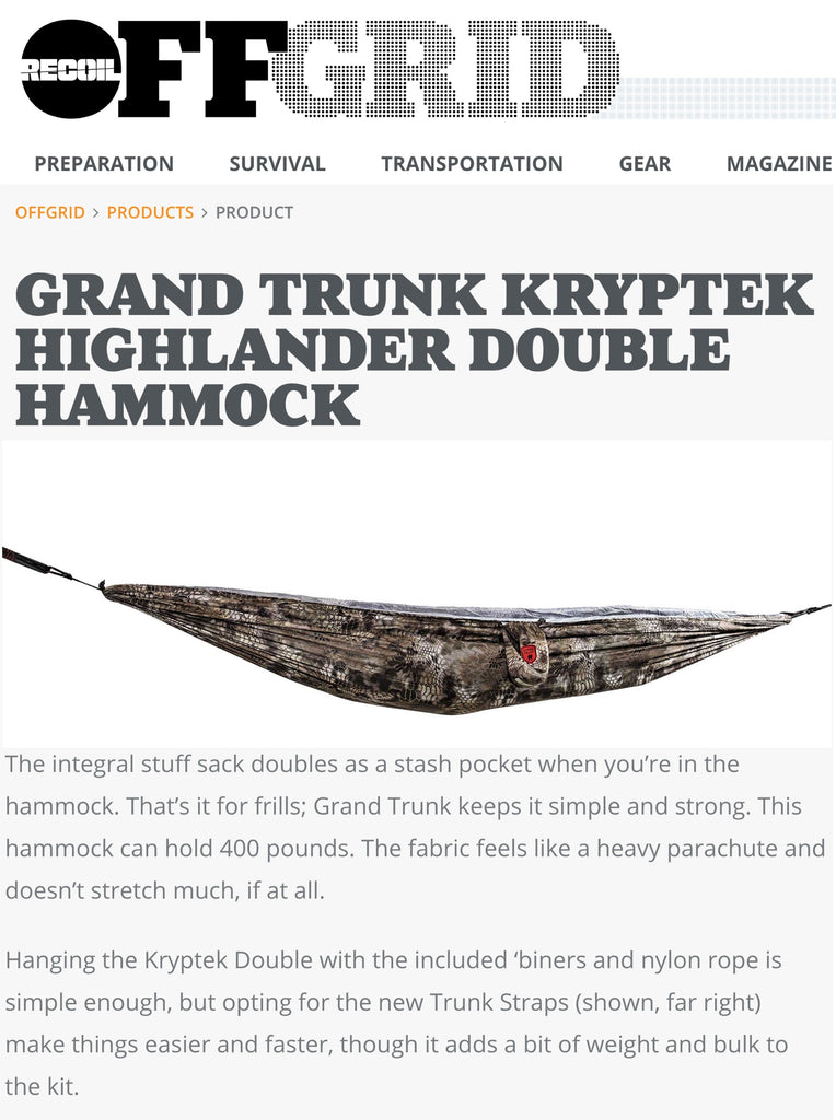 OFFGRID - Grand Trunk Kryptek Highlander Double Hammock
