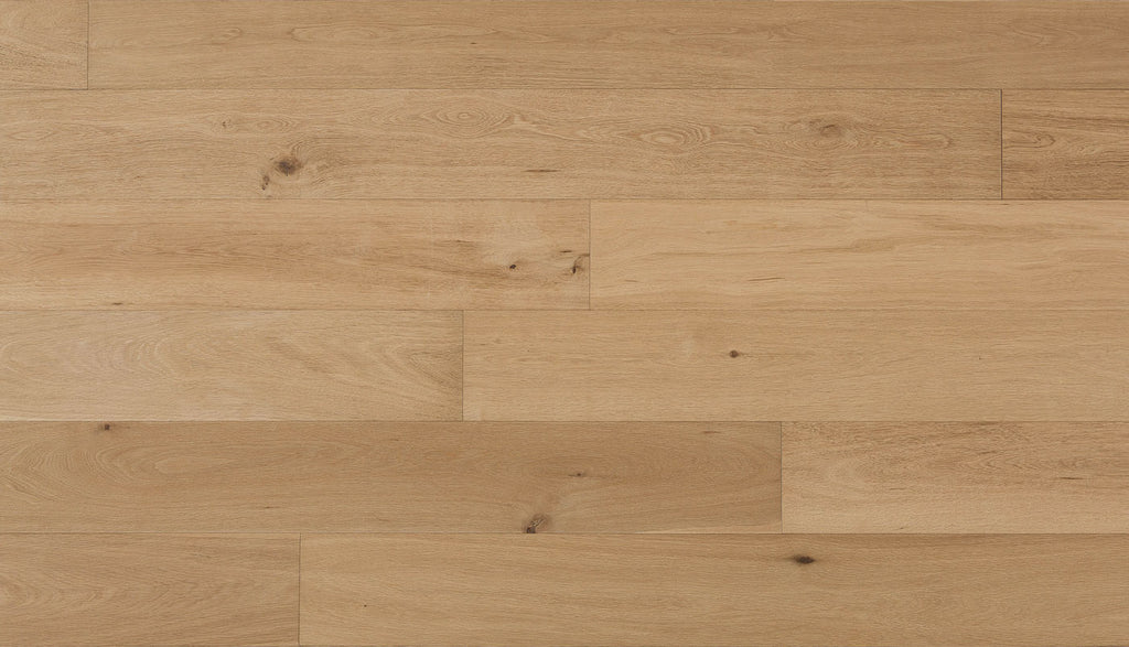 Top view of Naked engineered oak hardwood floor in plank format