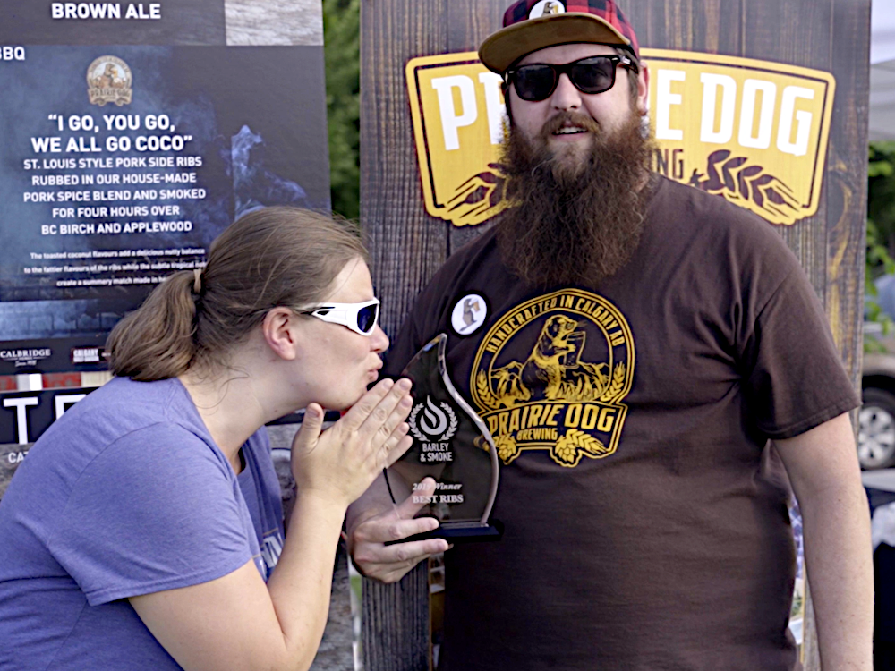 Prairie Dog Brewing Accepting Their Best Ribs Award at Cancer Fundraiser