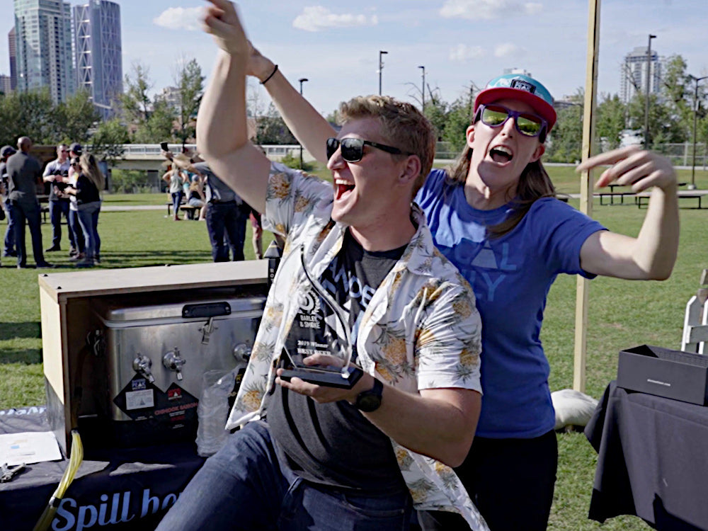 Team members from Banded Peak Brewing of Calgary Celebrate their Award for Best Beer