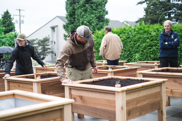 Self-Watering elevated accesibility garden. Cedar raised beds, container gardens, and veggie/vegetable gardens featuring GardenWell sub-irrigation to create wicking beds for growing your own food.