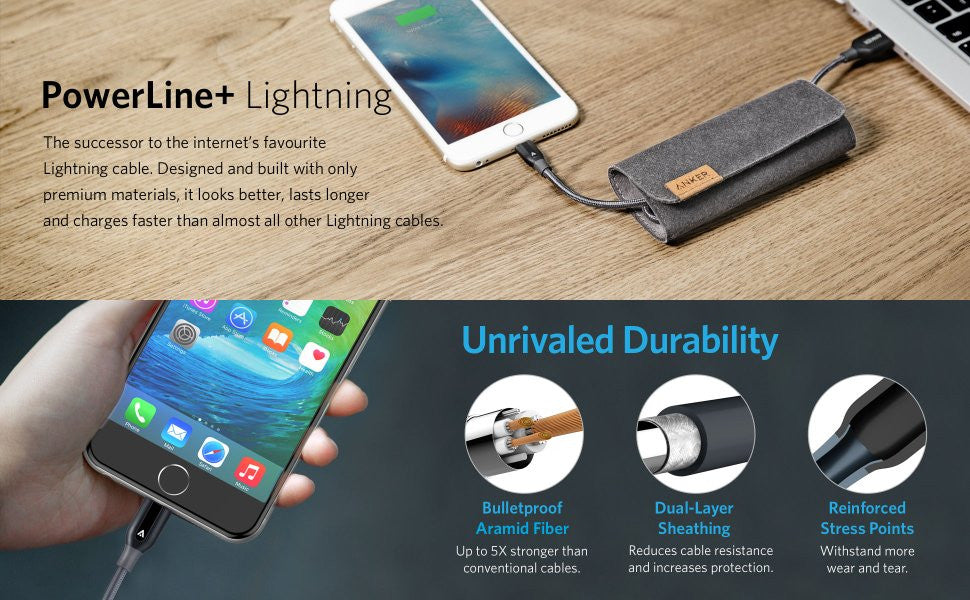 Anker Powerline+ Lightning 0.9m by TECHinno สายชาร์จ iPhone iPad ไอโฟน