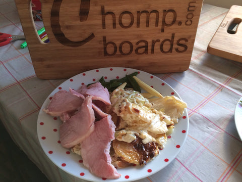 Chompboards.com - Home made Potato Gratins, Gammon Steak & Veggies