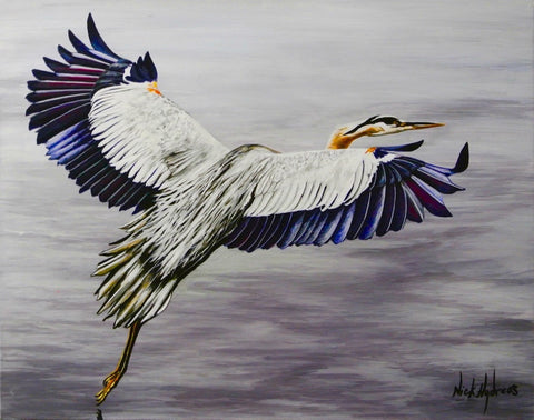 Crane Over Water Canvas Print